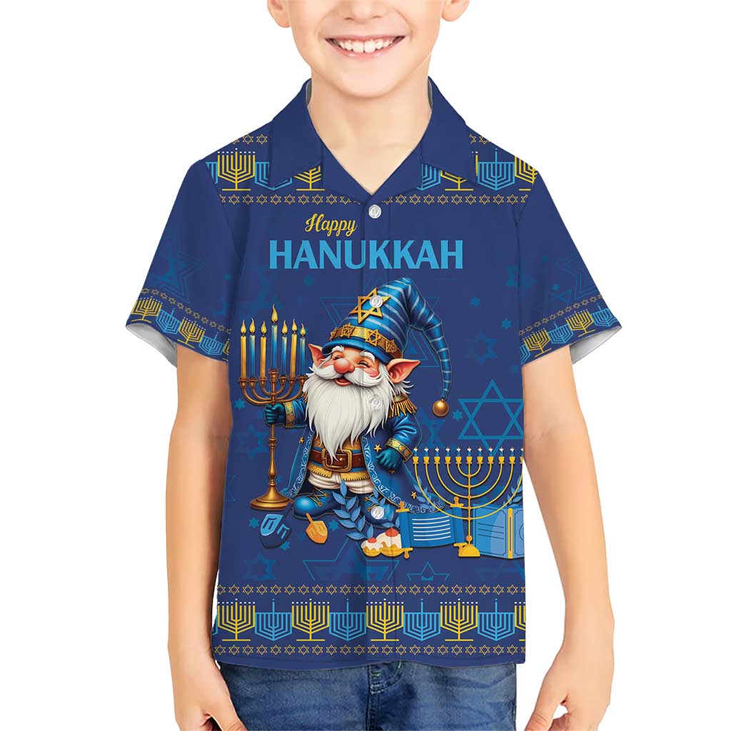 Hanukkah Jewish Star of David Family Matching Short Sleeve Bodycon Dress and Hawaiian Shirt Chilling With My Gnomies - Wonder Print Shop