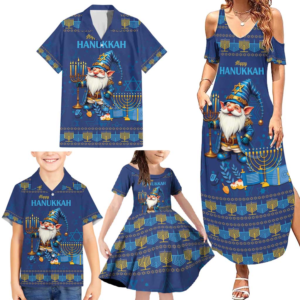 Hanukkah Jewish Star of David Family Matching Summer Maxi Dress and Hawaiian Shirt Chilling With My Gnomies - Wonder Print Shop