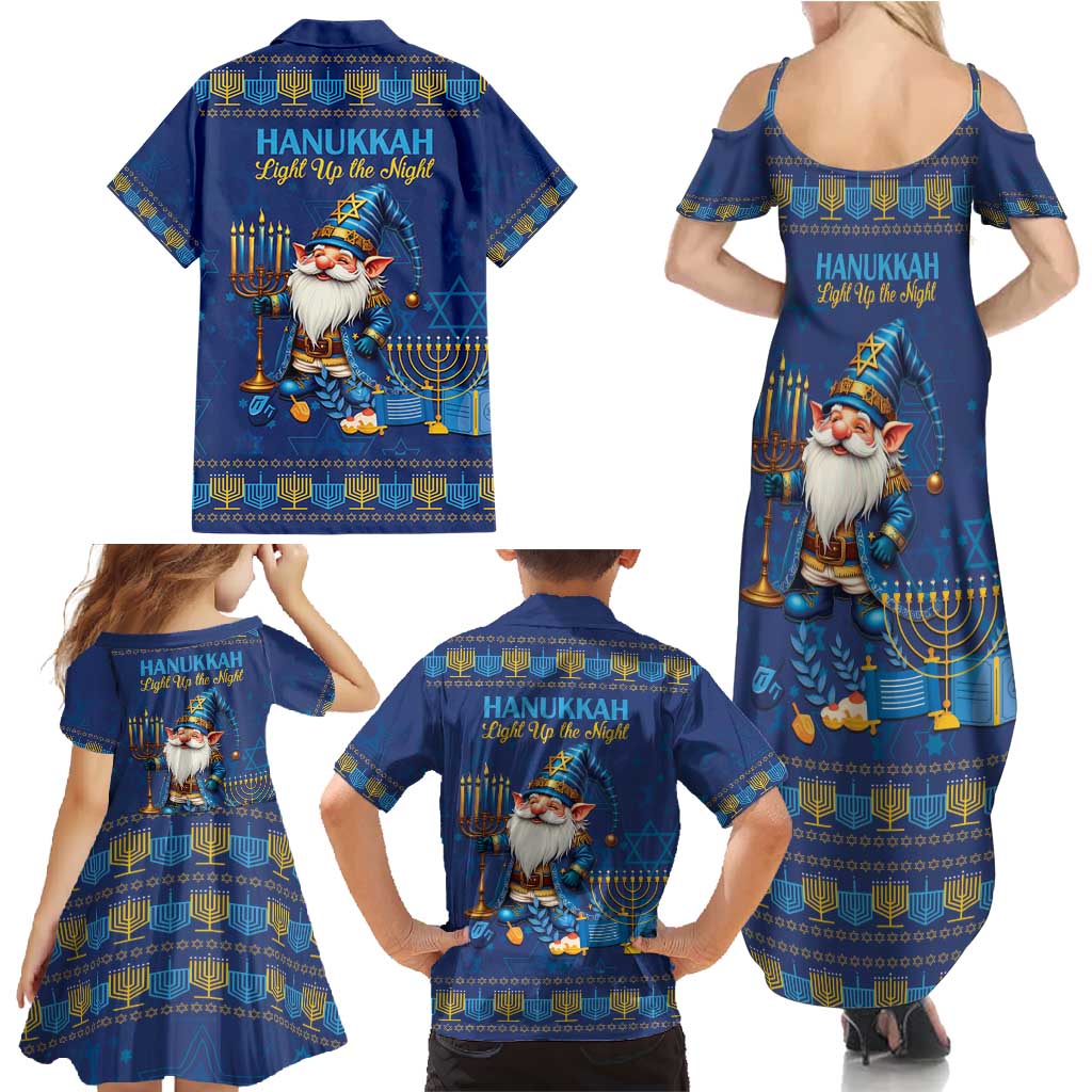 Hanukkah Jewish Star of David Family Matching Summer Maxi Dress and Hawaiian Shirt Chilling With My Gnomies - Wonder Print Shop