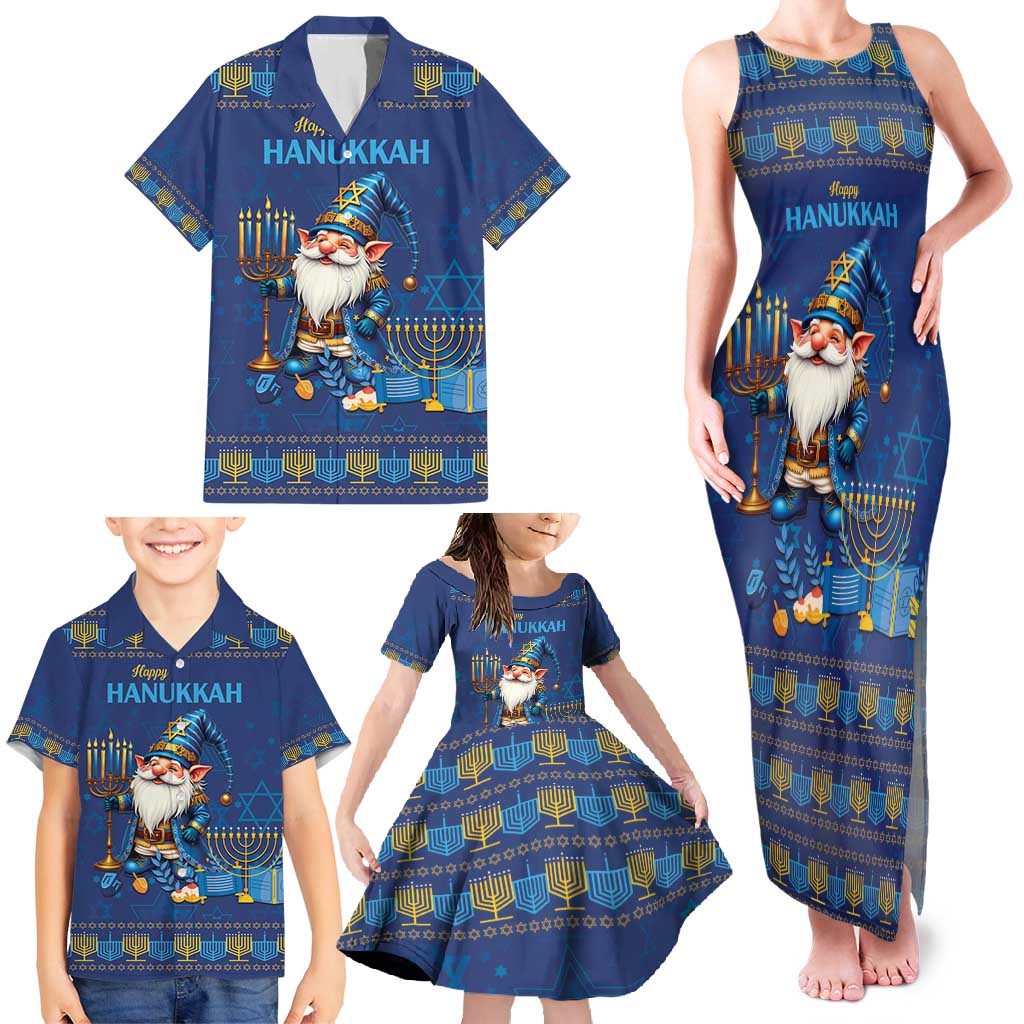 Hanukkah Jewish Star of David Family Matching Tank Maxi Dress and Hawaiian Shirt Chilling With My Gnomies - Wonder Print Shop