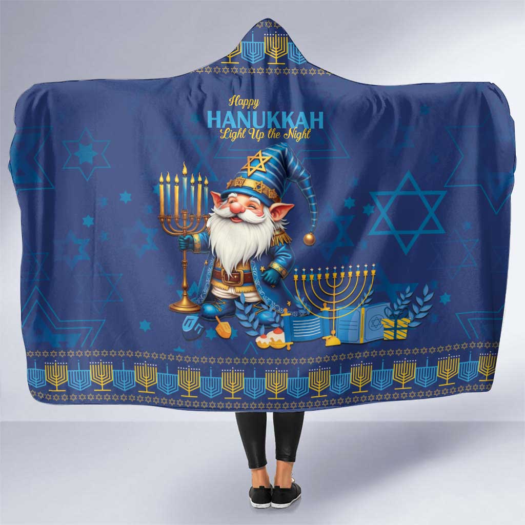 Hanukkah Jewish Star of David Hooded Blanket Chilling With My Gnomies