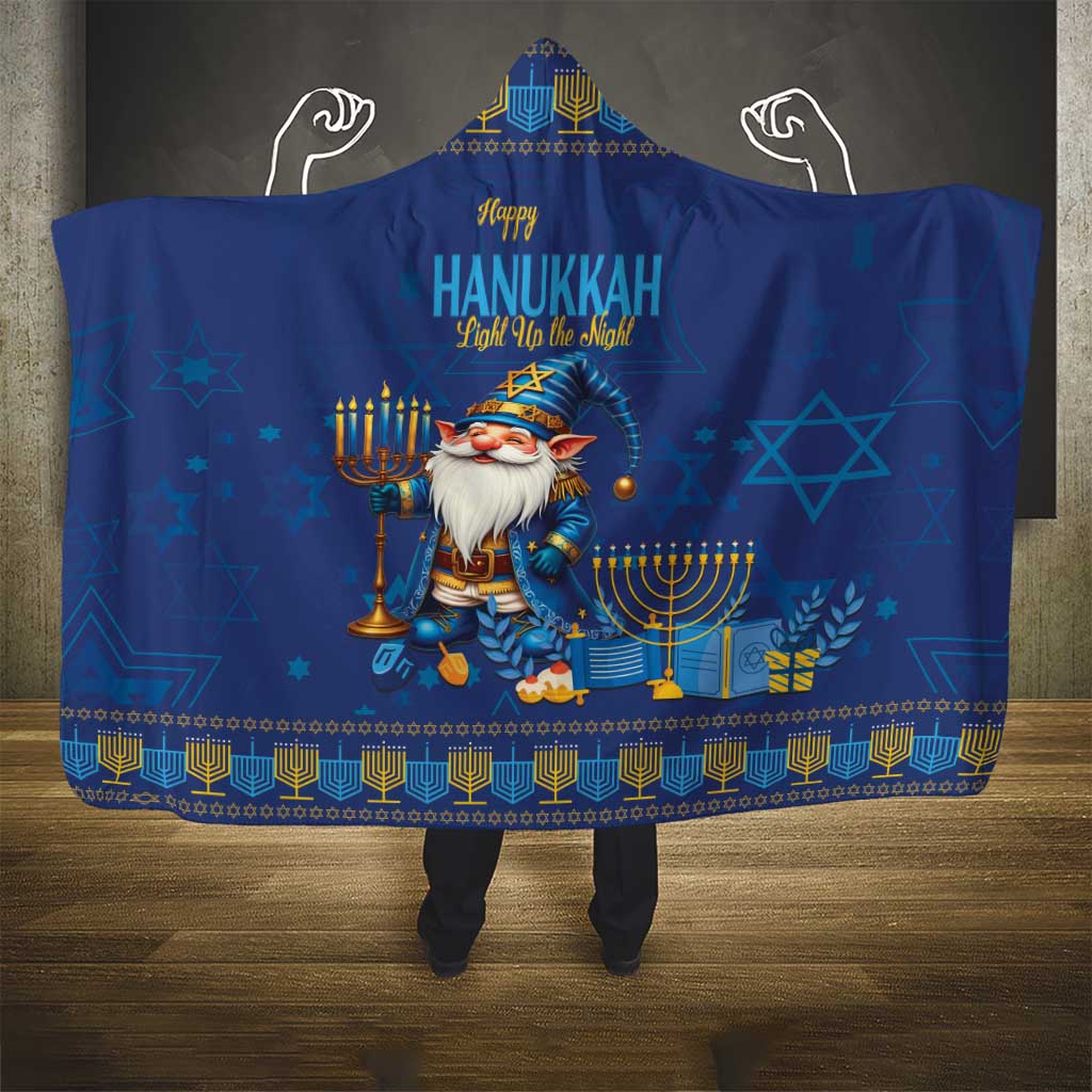 Hanukkah Jewish Star of David Hooded Blanket Chilling With My Gnomies