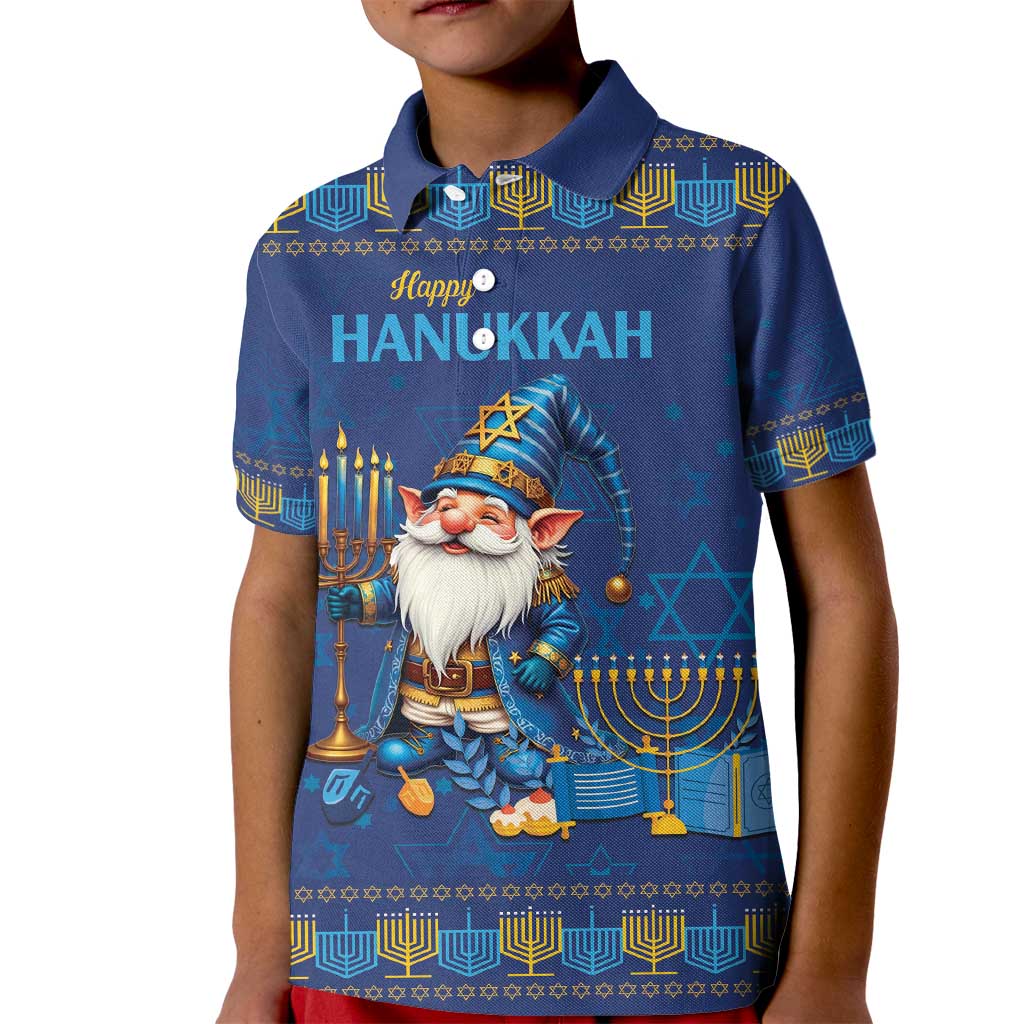 Hanukkah Jewish Star of David Kid Polo Shirt Chilling With My Gnomies - Wonder Print Shop
