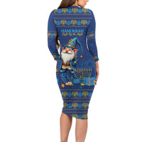 Hanukkah Jewish Star of David Long Sleeve Bodycon Dress Chilling With My Gnomies - Wonder Print Shop