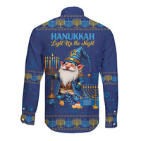 Hanukkah Jewish Star of David Long Sleeve Button Shirt Chilling With My Gnomies - Wonder Print Shop
