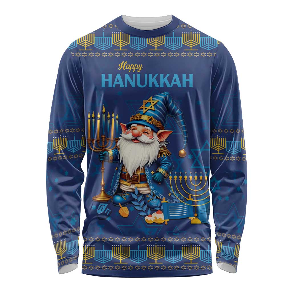 Hanukkah Jewish Star of David Long Sleeve Shirt Chilling With My Gnomies - Wonder Print Shop