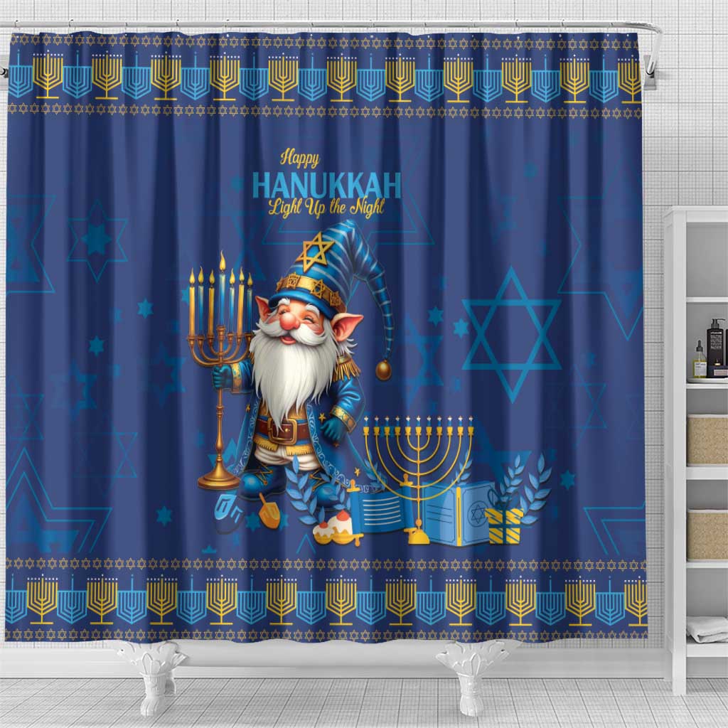 Hanukkah Jewish Star of David Shower Curtain Chilling With My Gnomies
