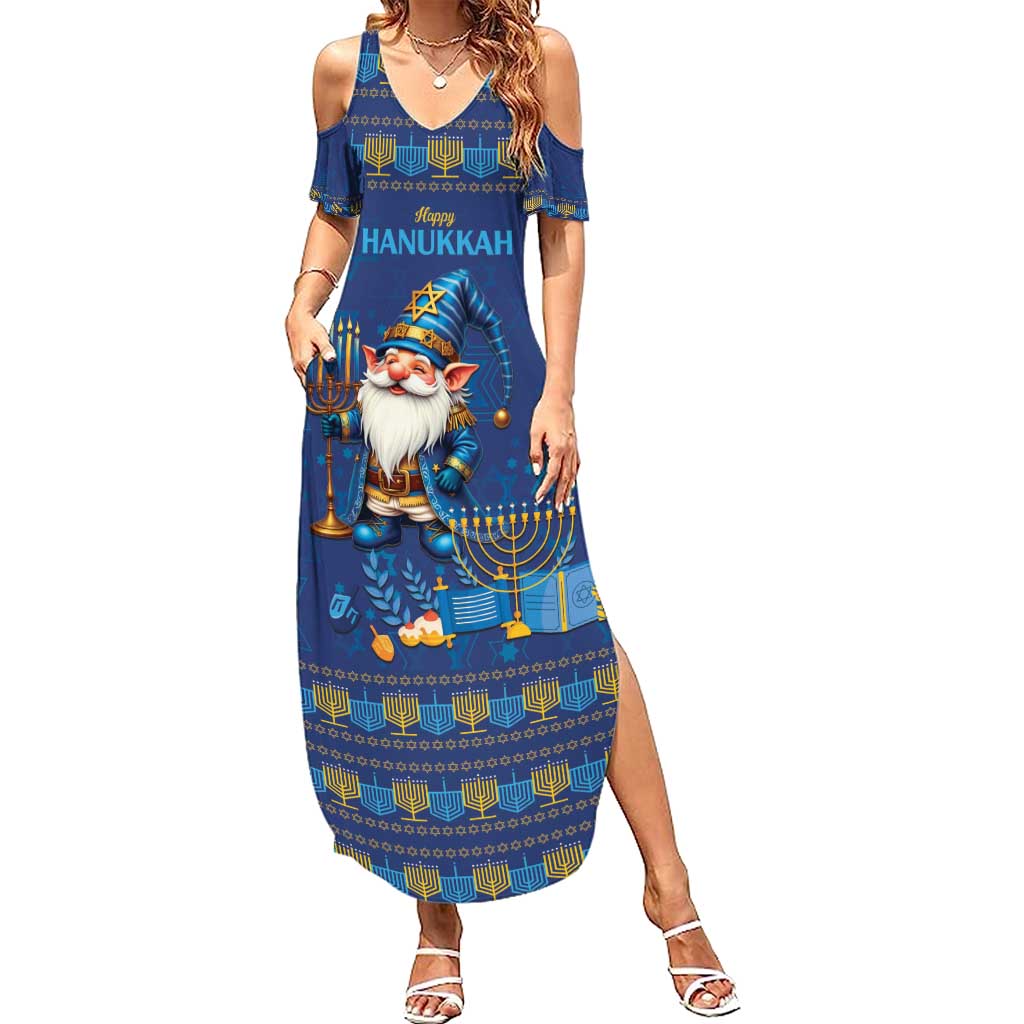 Hanukkah Jewish Star of David Summer Maxi Dress Chilling With My Gnomies - Wonder Print Shop