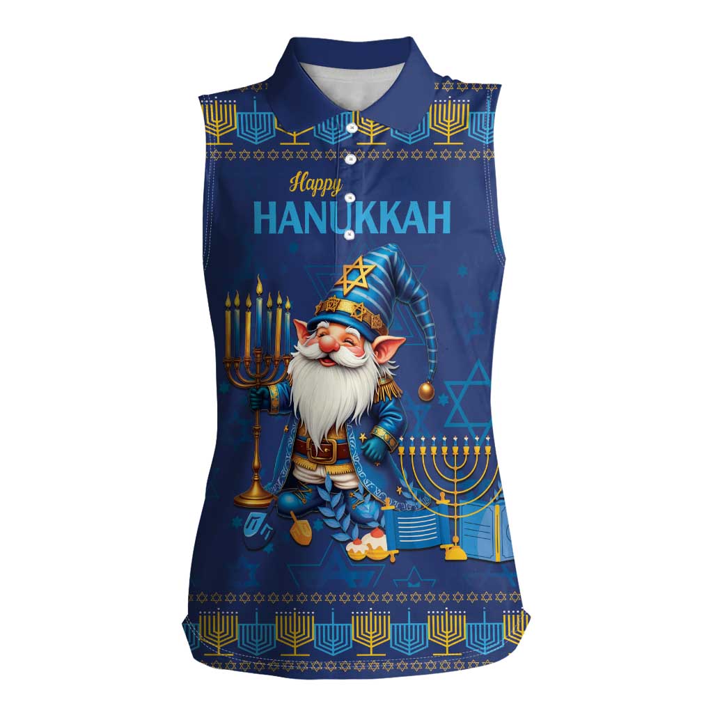 Hanukkah Jewish Star of David Women Sleeveless Polo Shirt Chilling With My Gnomies - Wonder Print Shop