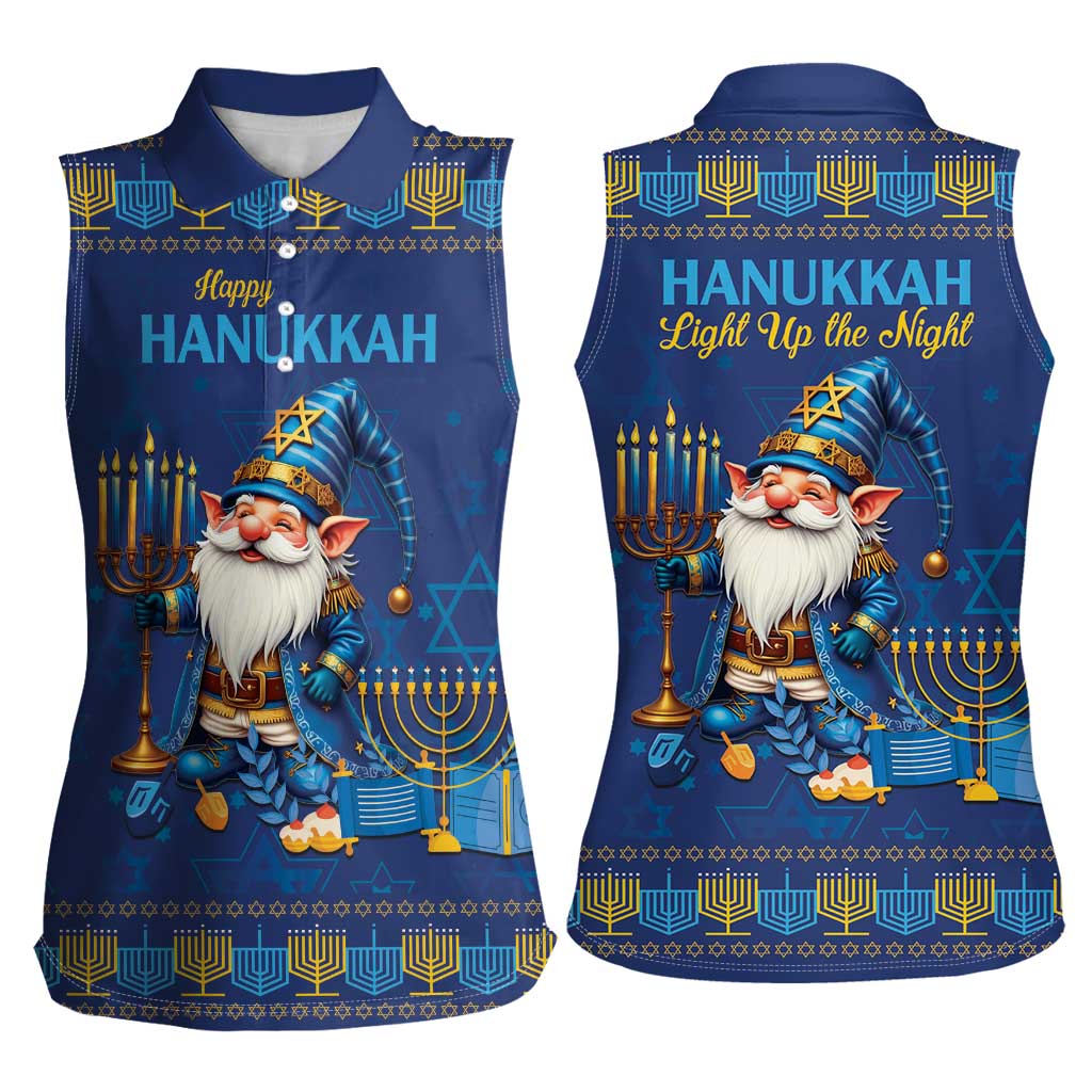 Hanukkah Jewish Star of David Women Sleeveless Polo Shirt Chilling With My Gnomies - Wonder Print Shop