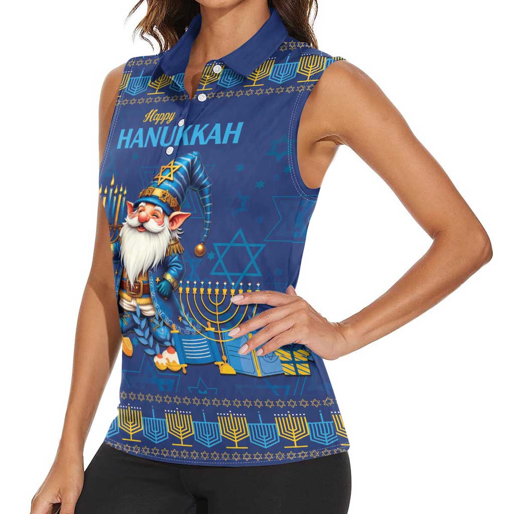 Hanukkah Jewish Star of David Women Sleeveless Polo Shirt Chilling With My Gnomies - Wonder Print Shop