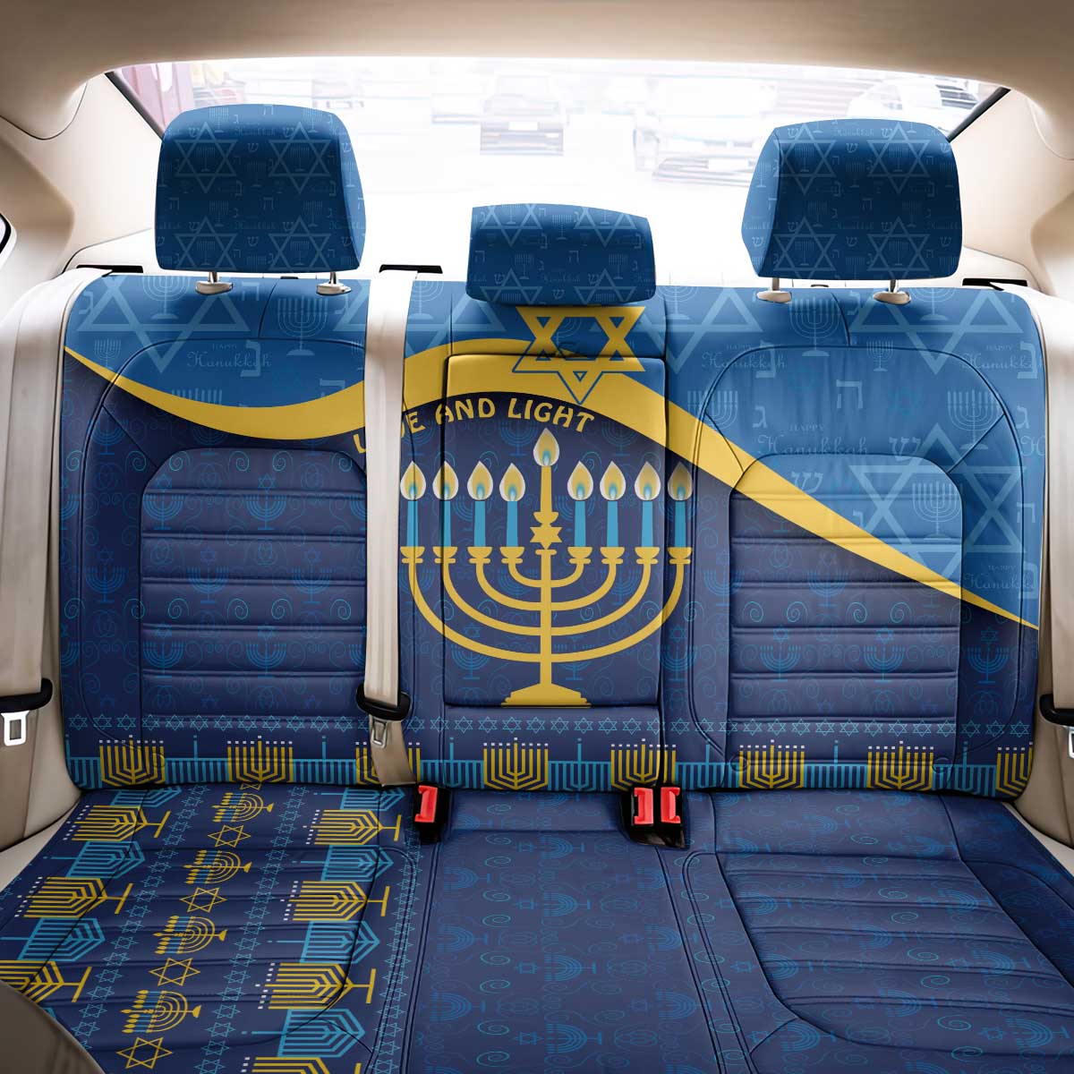 Love and Light Hanukkah Back Car Seat Cover The Hanukkiah Menorah Pattern LT9 - Wonder Print Shop