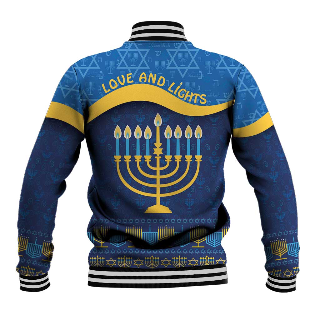 Love and Light Hanukkah Baseball Jacket The Hanukkiah Menorah Pattern LT9 - Wonder Print Shop