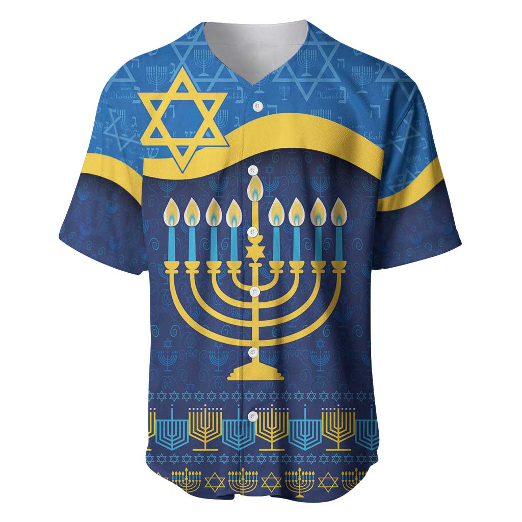 Love and Light Hanukkah Baseball Jersey The Hanukkiah Menorah Pattern LT9 - Wonder Print Shop