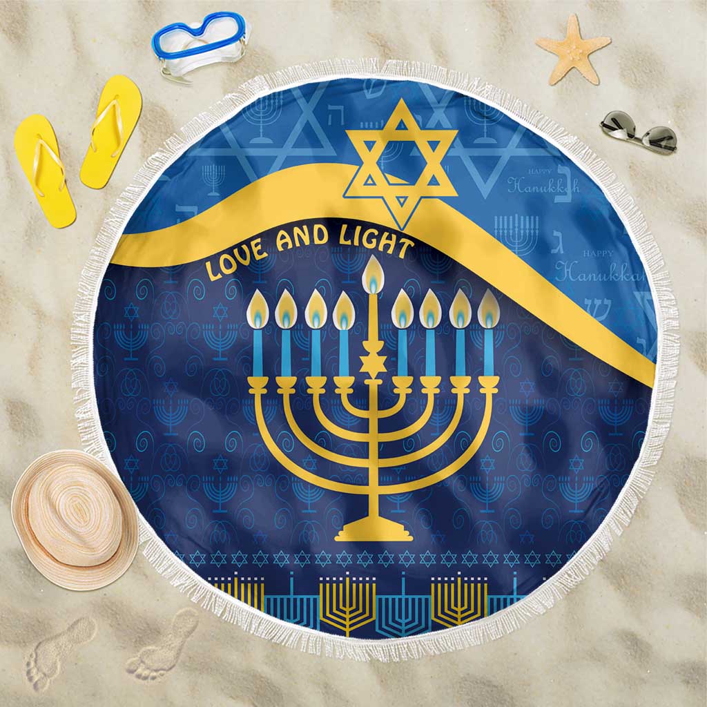Love and Light Hanukkah Beach Blanket The Hanukkiah Menorah Pattern LT9 - Wonder Print Shop