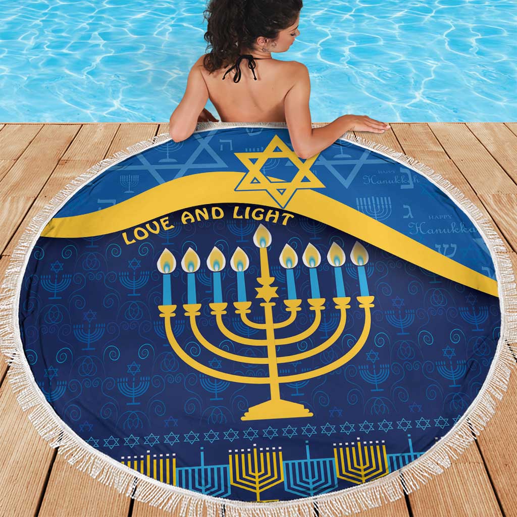 Love and Light Hanukkah Beach Blanket The Hanukkiah Menorah Pattern LT9 - Wonder Print Shop