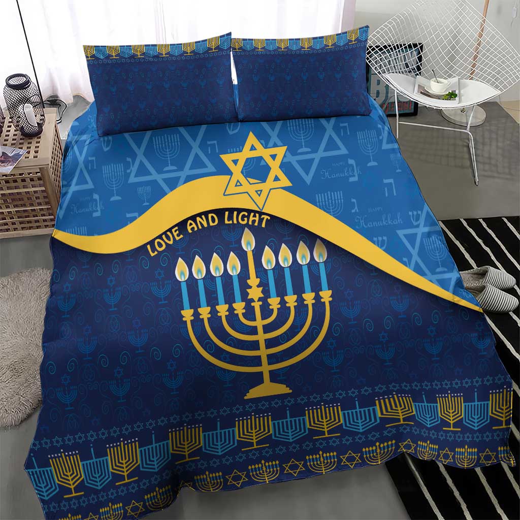 Love and Light Hanukkah Bedding Set The Hanukkiah Menorah Pattern LT9 - Wonder Print Shop