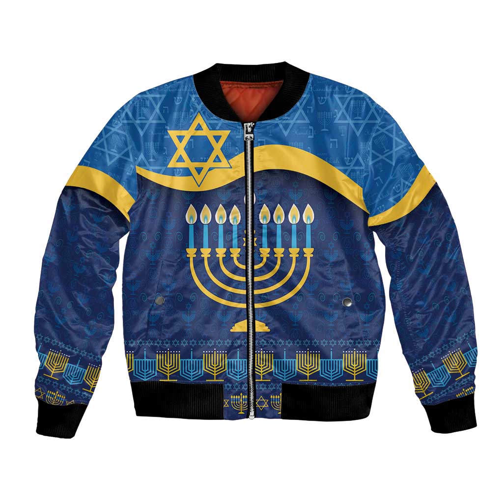 Love and Light Hanukkah Bomber Jacket The Hanukkiah Menorah Pattern LT9 - Wonder Print Shop