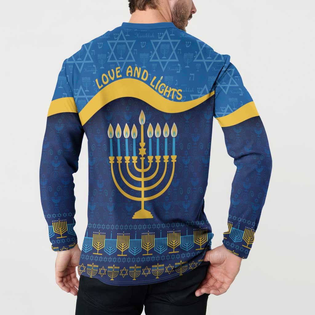 Love and Light Hanukkah Button Sweatshirt The Hanukkiah Menorah Pattern LT9 - Wonder Print Shop