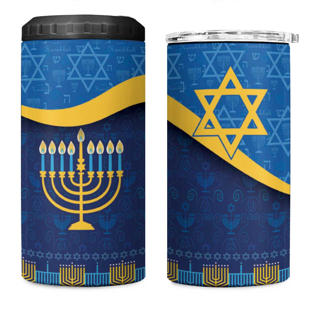 Love and Light Hanukkah 4 in 1 Can Cooler Tumbler The Hanukkiah Menorah Pattern LT9 - Wonder Print Shop
