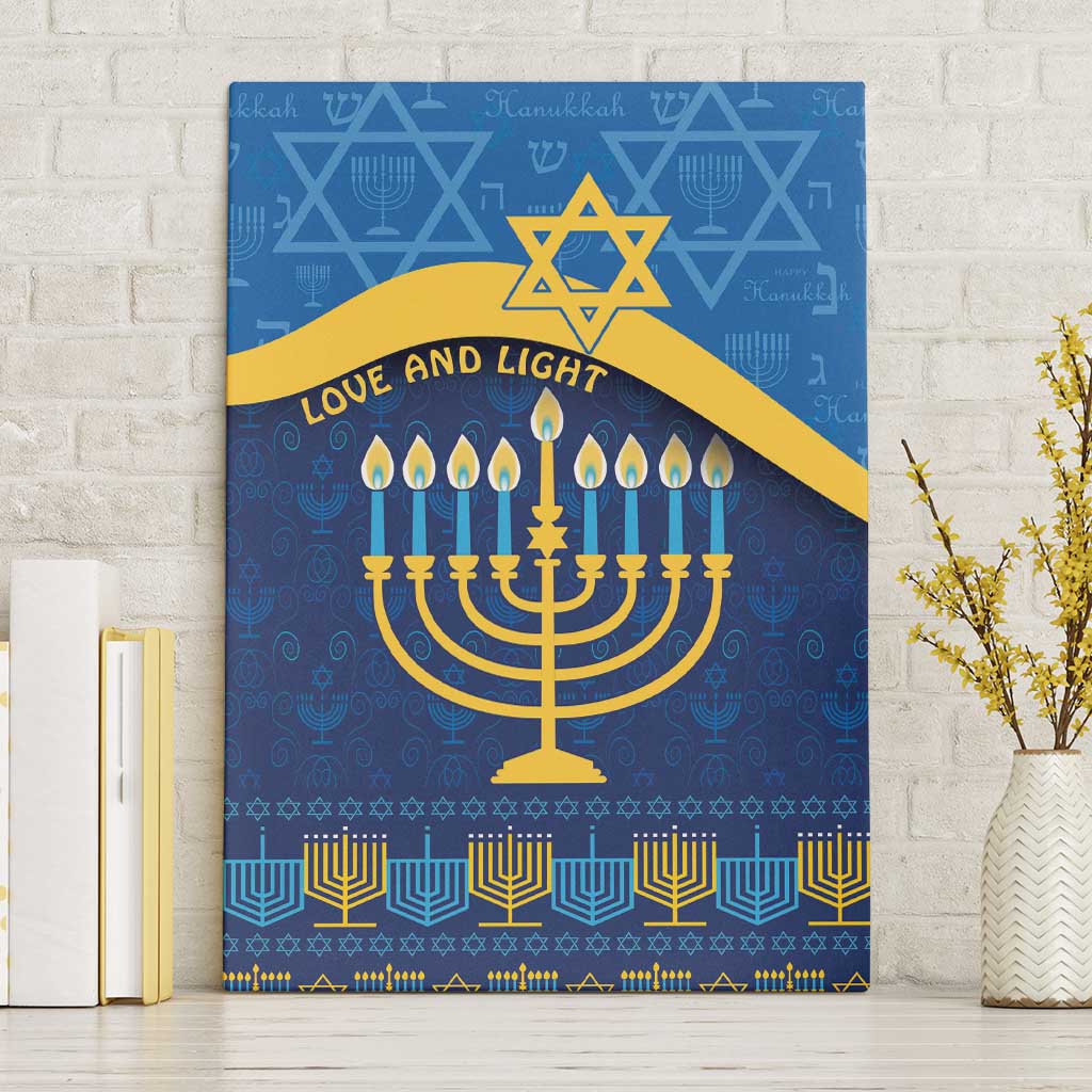 Love and Light Hanukkah Canvas Wall Art The Hanukkiah Menorah Pattern LT9 - Wonder Print Shop