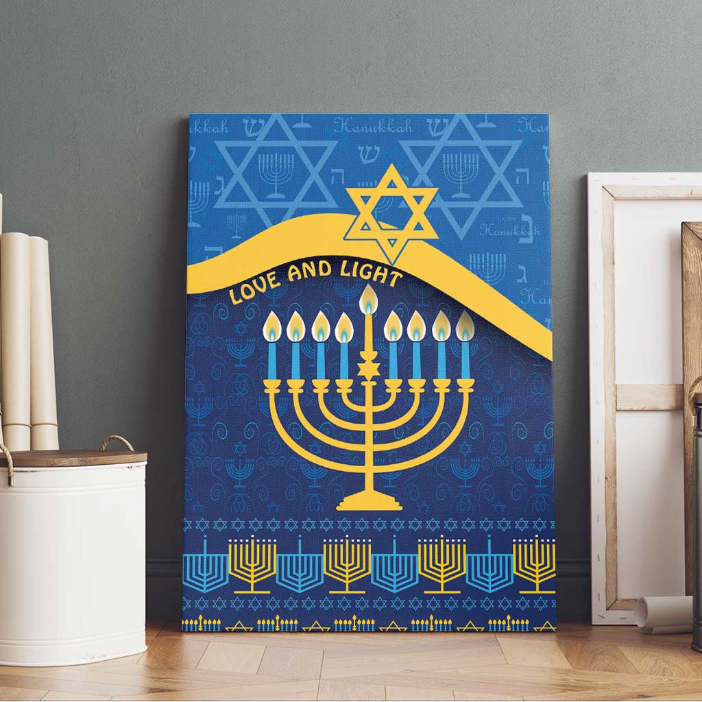 Love and Light Hanukkah Canvas Wall Art The Hanukkiah Menorah Pattern LT9 - Wonder Print Shop