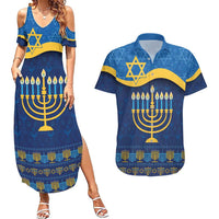 Love and Light Hanukkah Couples Matching Summer Maxi Dress and Hawaiian Shirt The Hanukkiah Menorah Pattern LT9 - Wonder Print Shop
