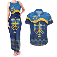 Love and Light Hanukkah Couples Matching Tank Maxi Dress and Hawaiian Shirt The Hanukkiah Menorah Pattern LT9 - Wonder Print Shop