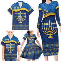 Love and Light Hanukkah Family Matching Long Sleeve Bodycon Dress and Hawaiian Shirt The Hanukkiah Menorah Pattern LT9 - Wonder Print Shop