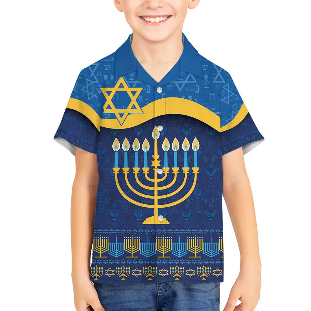 Love and Light Hanukkah Family Matching Long Sleeve Bodycon Dress and Hawaiian Shirt The Hanukkiah Menorah Pattern LT9 - Wonder Print Shop