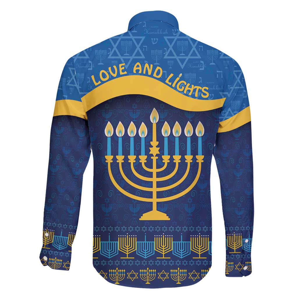 Love and Light Hanukkah Family Matching Off Shoulder Maxi Dress and Hawaiian Shirt The Hanukkiah Menorah Pattern LT9 - Wonder Print Shop