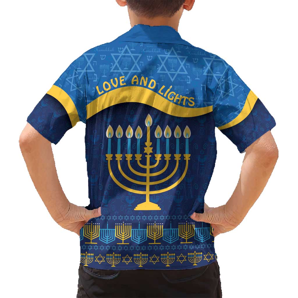 Love and Light Hanukkah Family Matching Puletasi and Hawaiian Shirt The Hanukkiah Menorah Pattern - Wonder Print Shop