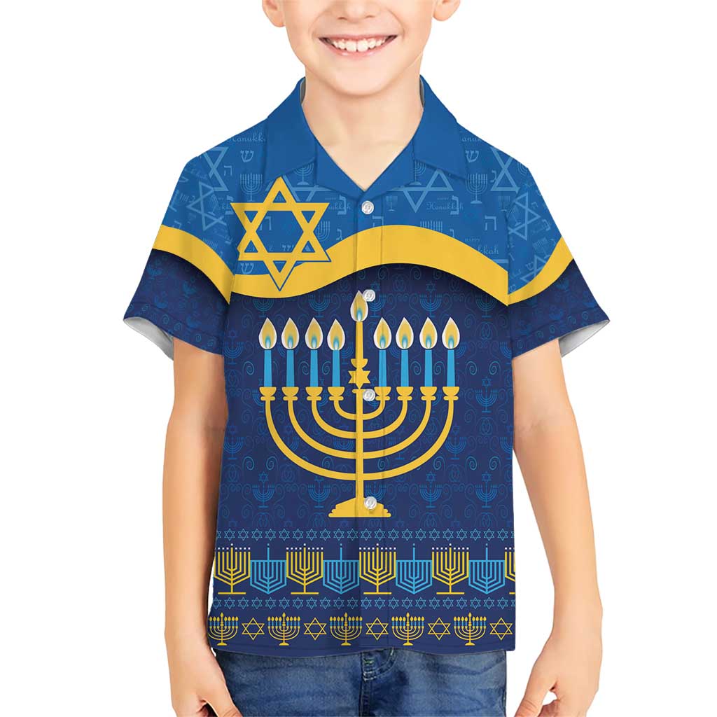 Love and Light Hanukkah Family Matching Short Sleeve Bodycon Dress and Hawaiian Shirt The Hanukkiah Menorah Pattern - Wonder Print Shop