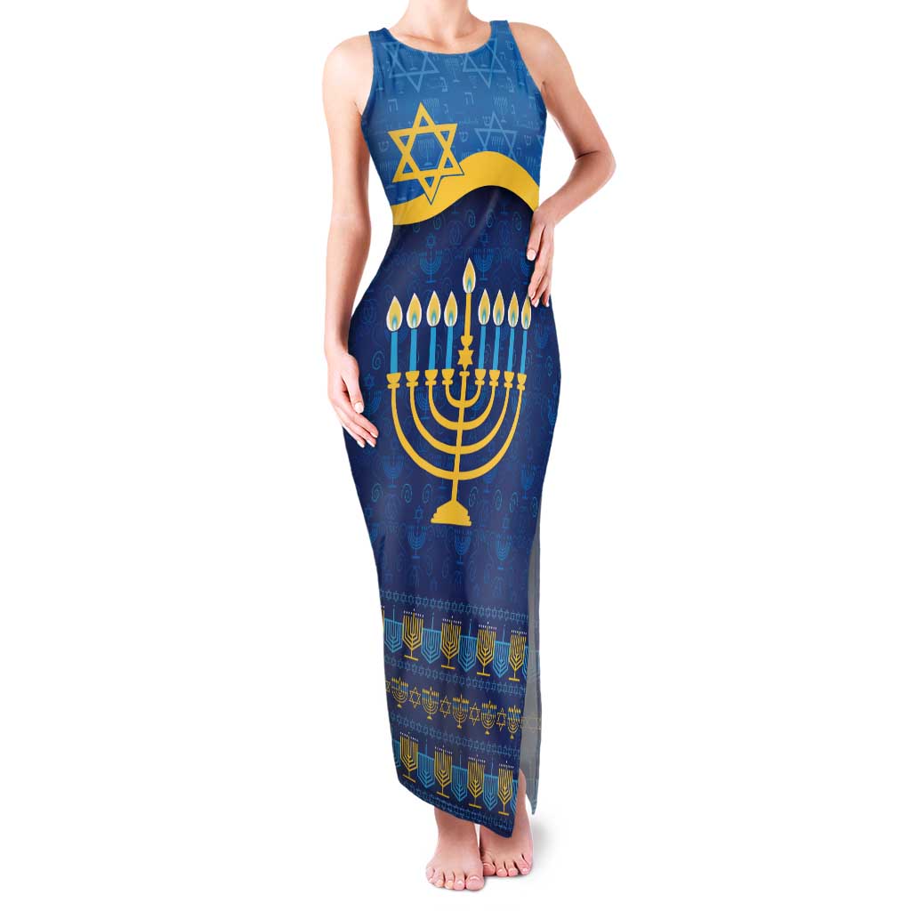 Love and Light Hanukkah Family Matching Tank Maxi Dress and Hawaiian Shirt The Hanukkiah Menorah Pattern - Wonder Print Shop
