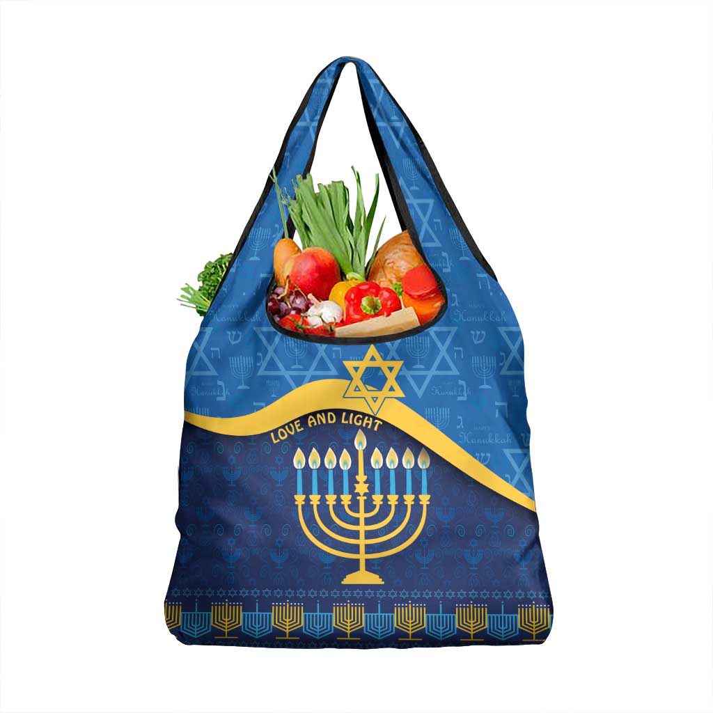 Love and Light Hanukkah Grocery Bag The Hanukkiah Menorah Pattern