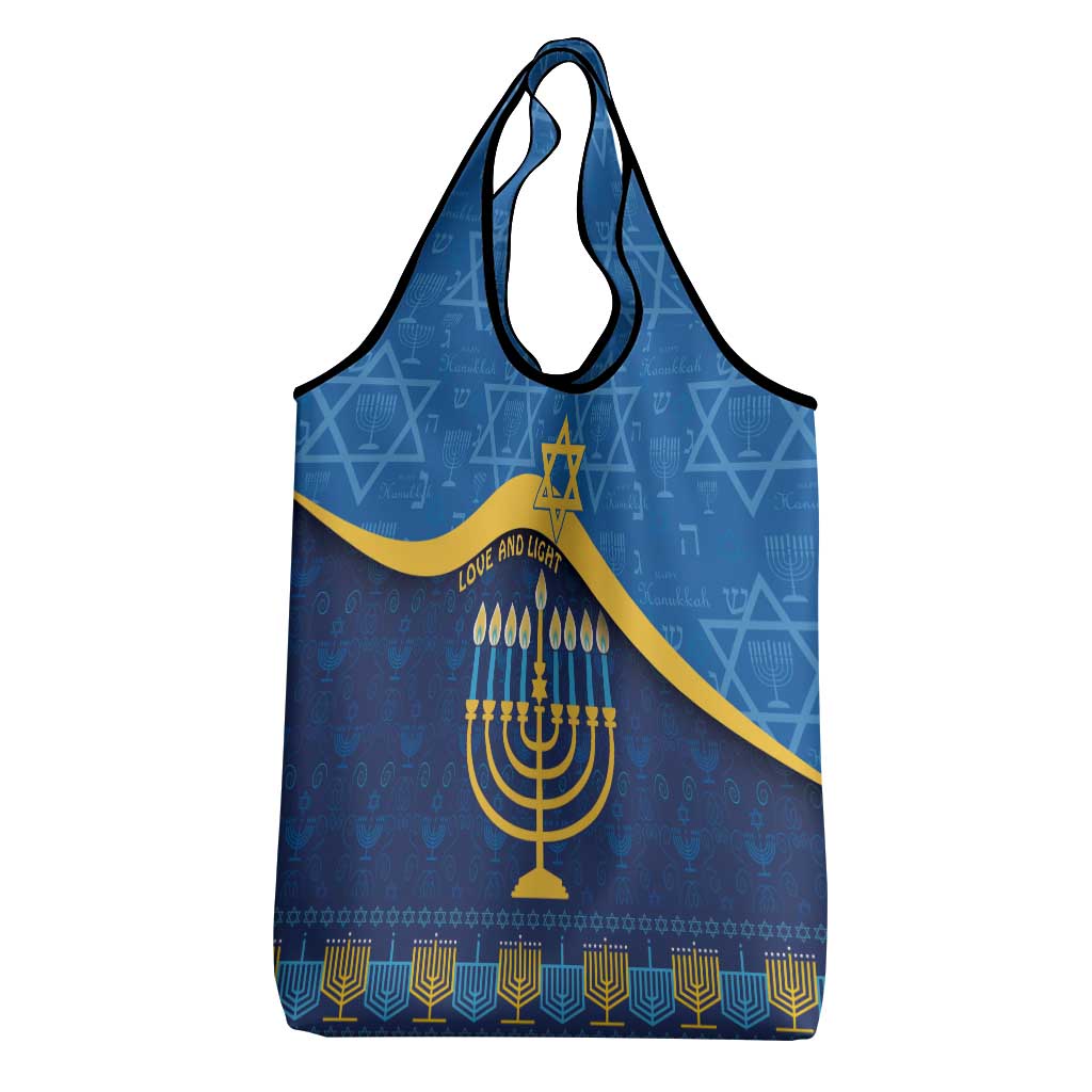 Love and Light Hanukkah Grocery Bag The Hanukkiah Menorah Pattern