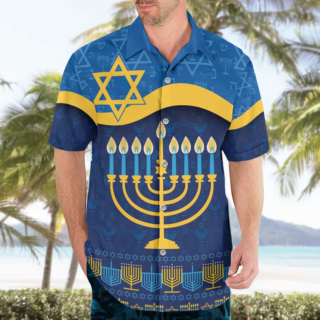 Love and Light Hanukkah Hawaiian Shirt The Hanukkiah Menorah Pattern - Wonder Print Shop