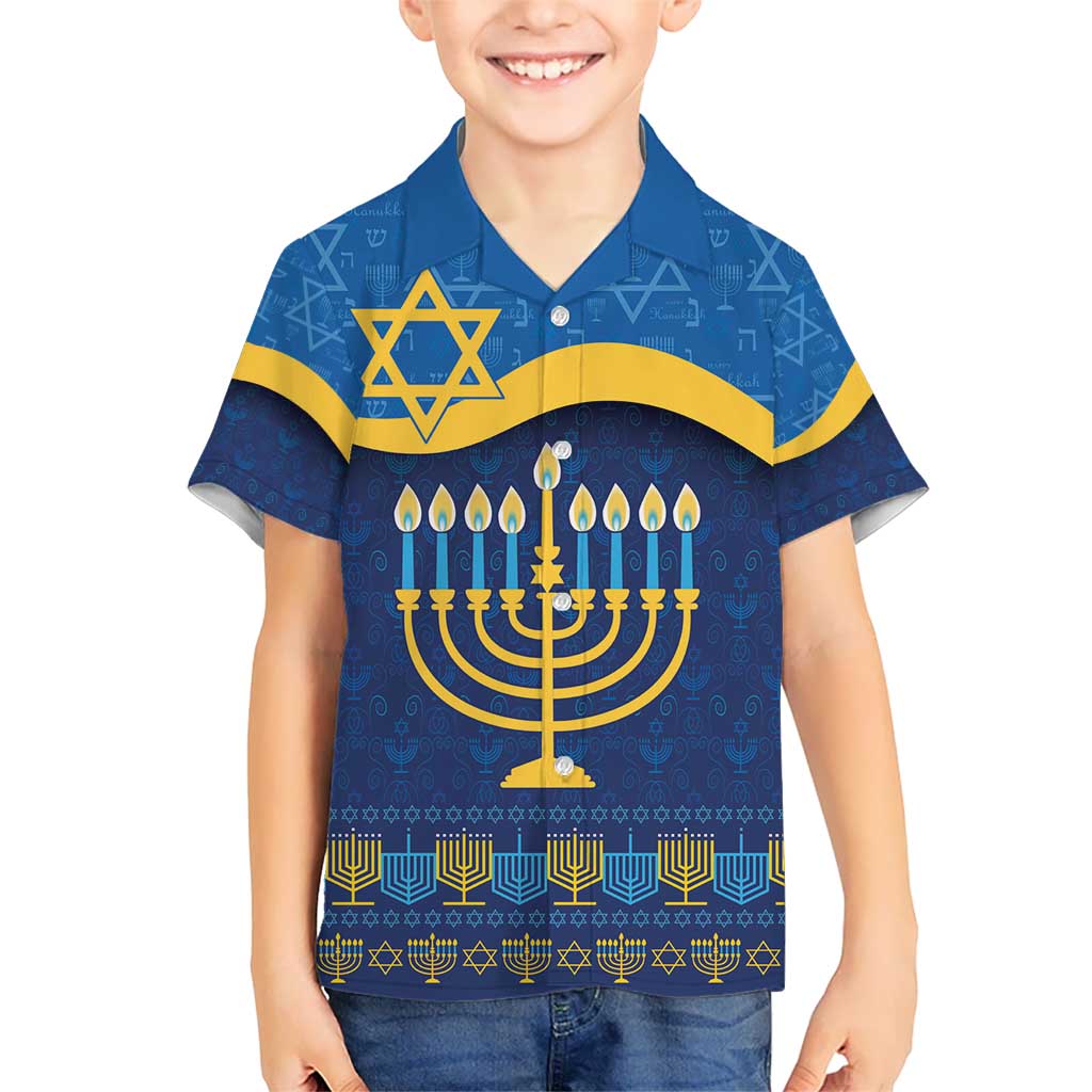 Love and Light Hanukkah Kid Hawaiian Shirt The Hanukkiah Menorah Pattern - Wonder Print Shop