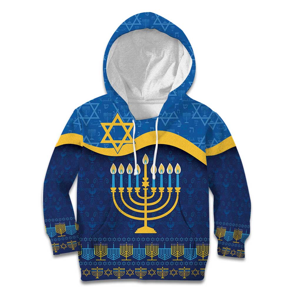 Love and Light Hanukkah Kid Hoodie The Hanukkiah Menorah Pattern - Wonder Print Shop