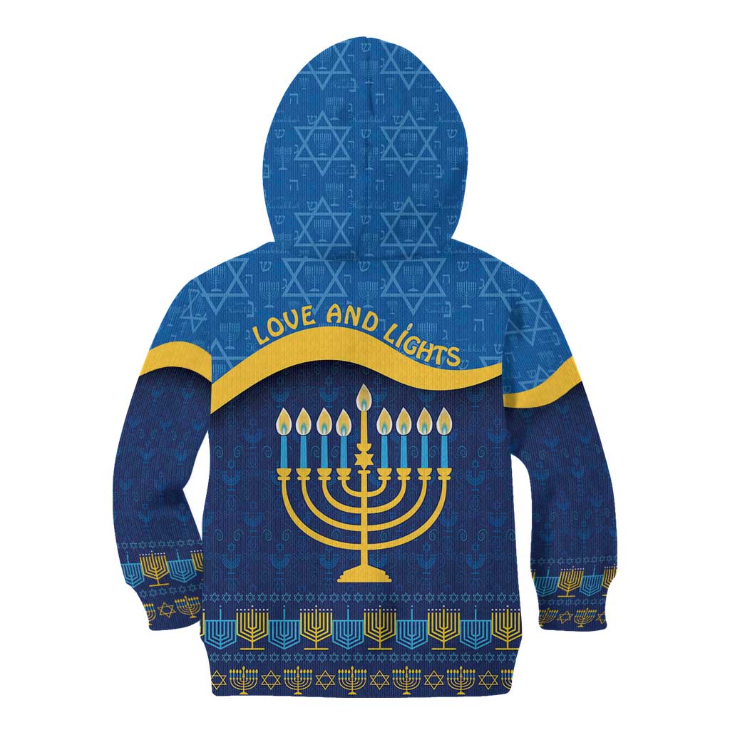 Love and Light Hanukkah Kid Hoodie The Hanukkiah Menorah Pattern - Wonder Print Shop