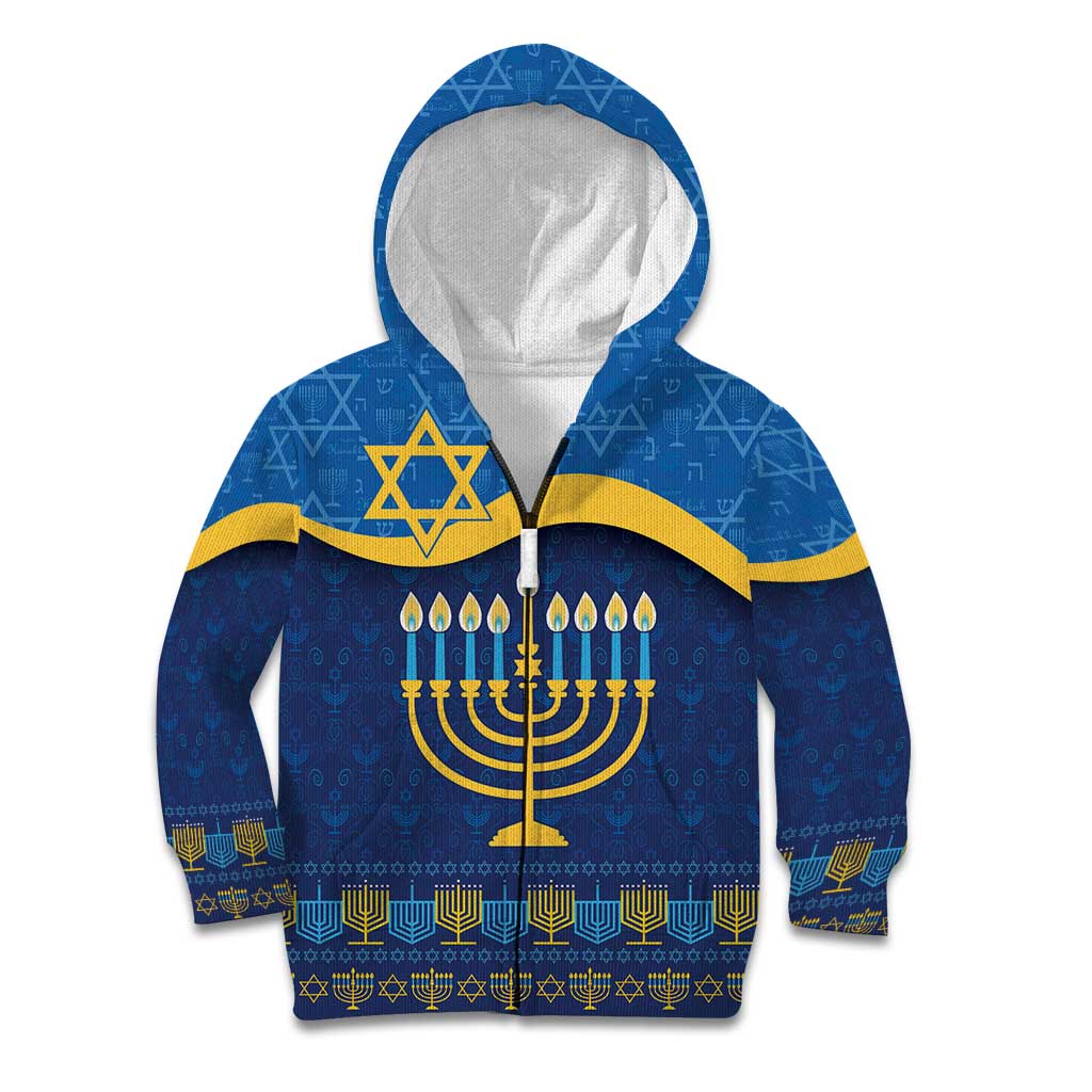 Love and Light Hanukkah Kid Hoodie The Hanukkiah Menorah Pattern - Wonder Print Shop