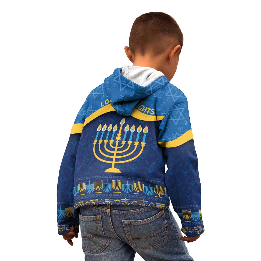 Love and Light Hanukkah Kid Hoodie The Hanukkiah Menorah Pattern - Wonder Print Shop