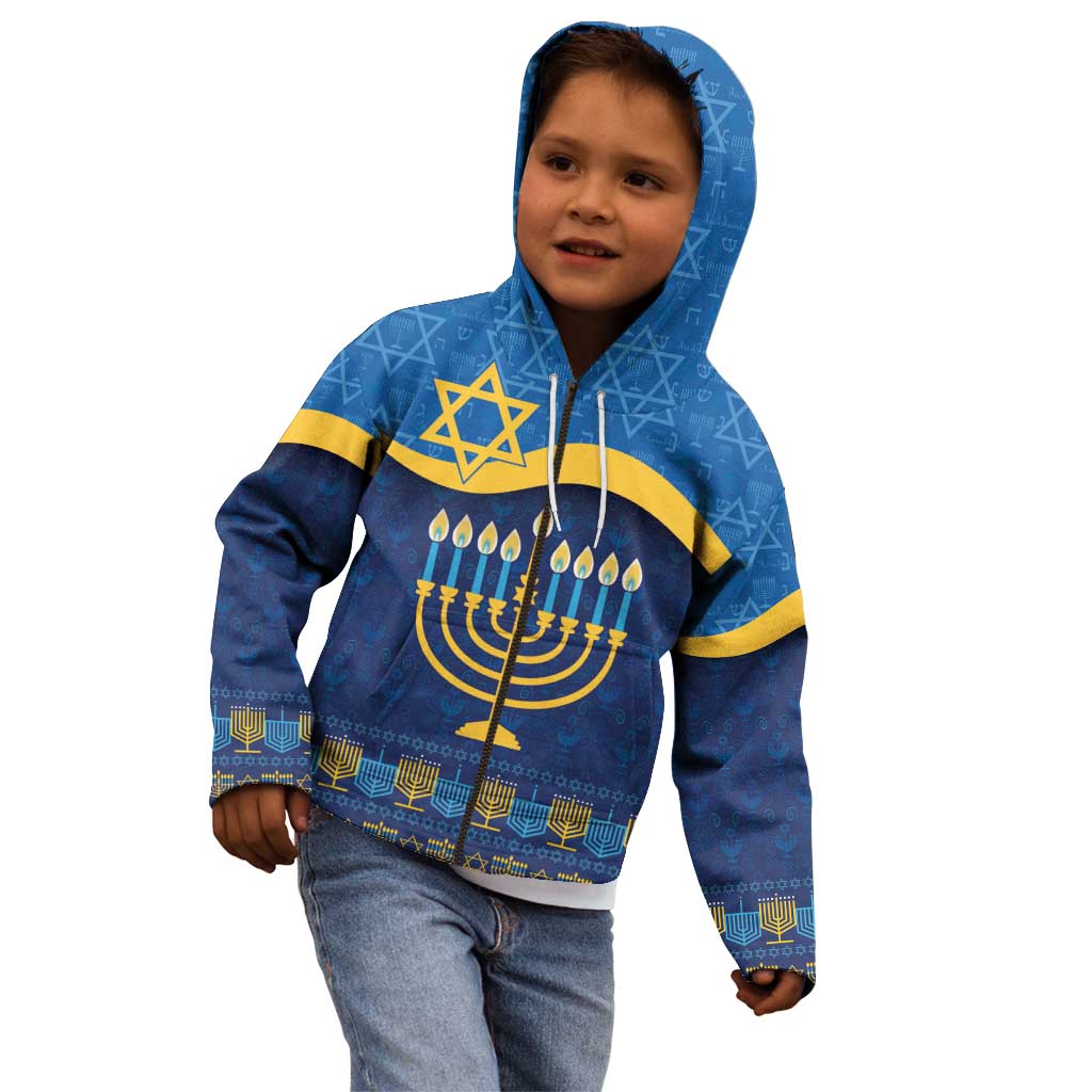 Love and Light Hanukkah Kid Hoodie The Hanukkiah Menorah Pattern - Wonder Print Shop