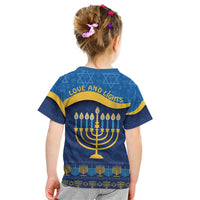 Love and Light Hanukkah Kid T Shirt The Hanukkiah Menorah Pattern - Wonder Print Shop
