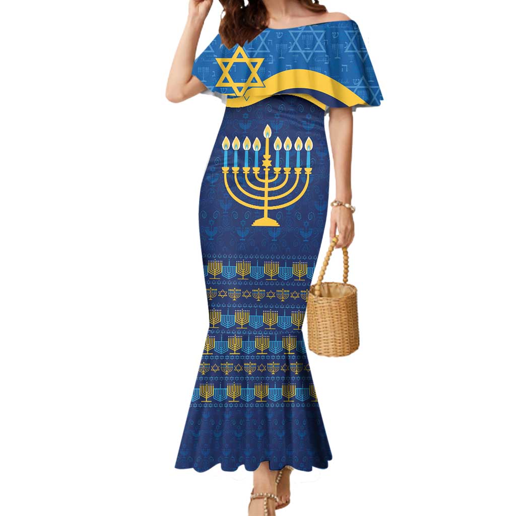 Love and Light Hanukkah Mermaid Dress The Hanukkiah Menorah Pattern - Wonder Print Shop