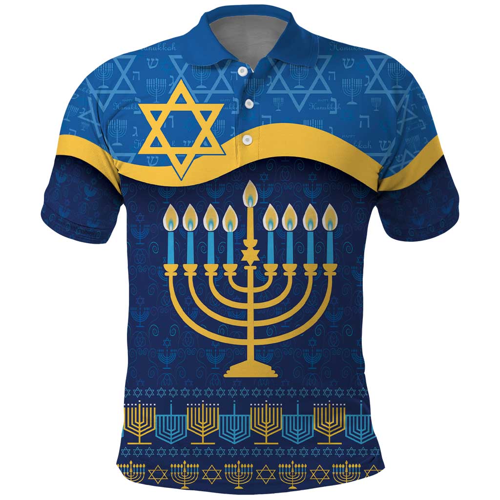 Love and Light Hanukkah Polo Shirt The Hanukkiah Menorah Pattern - Wonder Print Shop