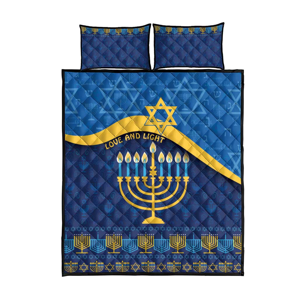Love and Light Hanukkah Quilt Bed Set The Hanukkiah Menorah Pattern - Wonder Print Shop