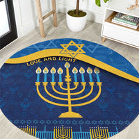 Love and Light Hanukkah Round Carpet The Hanukkiah Menorah Pattern