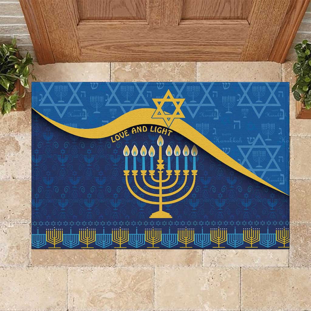 Love and Light Hanukkah Rubber Doormat The Hanukkiah Menorah Pattern - Wonder Print Shop