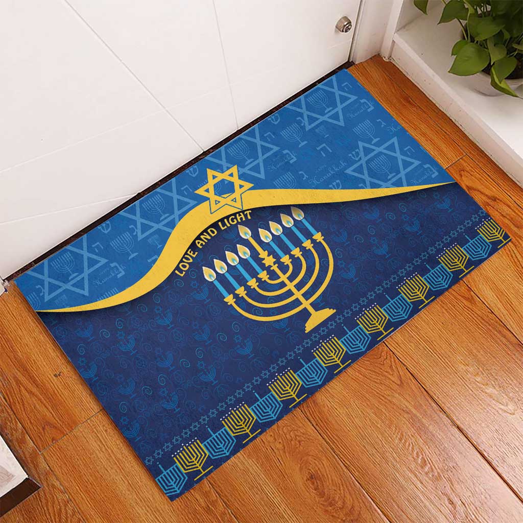 Love and Light Hanukkah Rubber Doormat The Hanukkiah Menorah Pattern - Wonder Print Shop